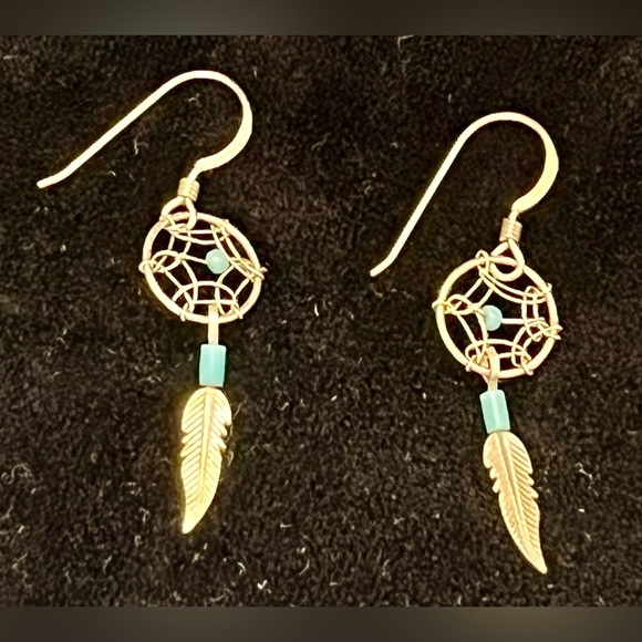 Sterling Silver and Turquoise Dreamcatcher Jewelry Set Native American Southwest - Picture 9 of 16